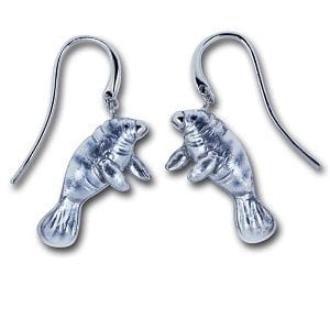 Manatee Earrings - Sterling Silver with Hard-Fired Enamel